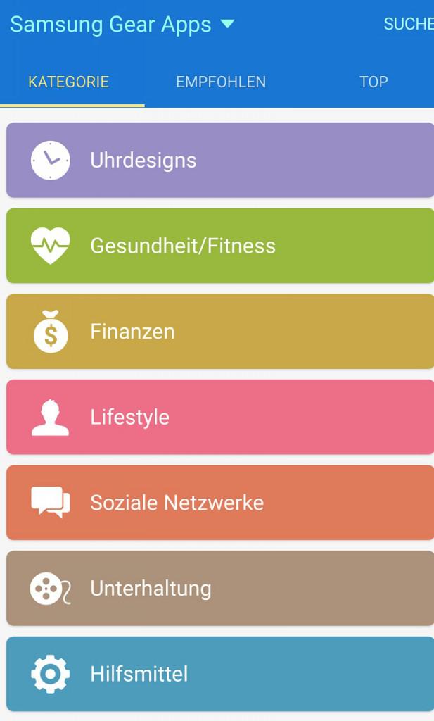 Samsung Gear S2 App Ubersicht