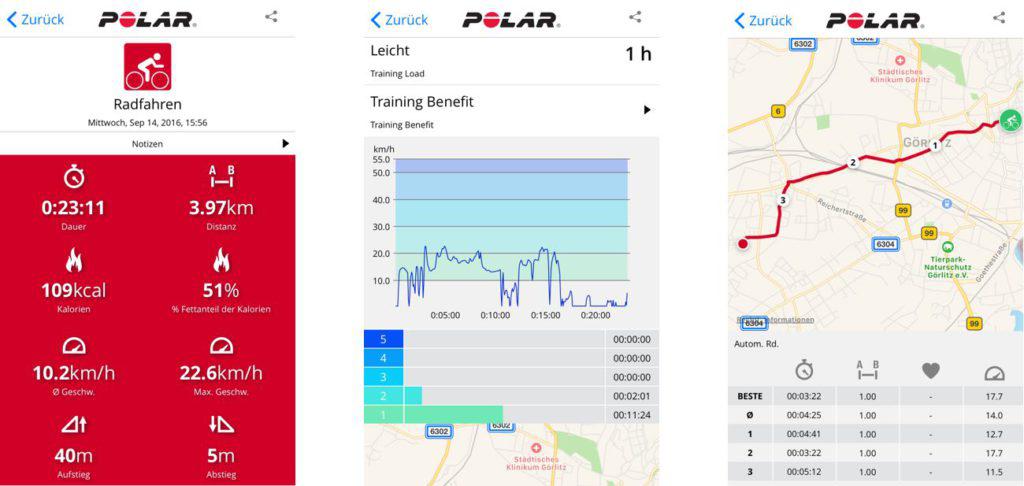 Polar V800 App Aktivitäten Fahrrad