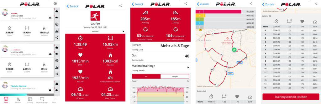 Polar V800 App Aktivitäten Laufen