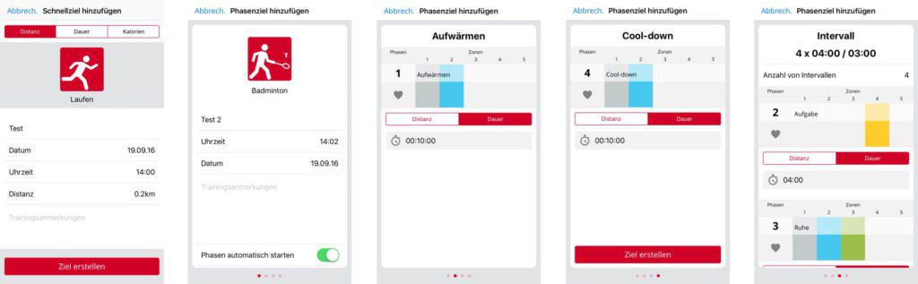 Polar V800 App Schnellziele und Phasenziele anlegen
