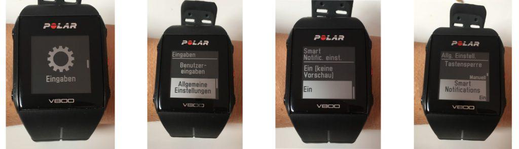 Polar V800 Einstellung Smart Notifications