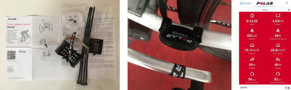 Polar V800 Trittfrequenzsensor am Fahrrad