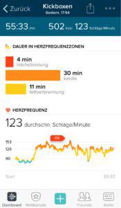 Fitbit Charge 2 App Sportart Kickboxen
