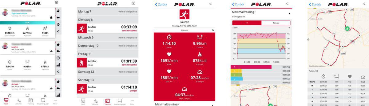Polar M600 App Aktivitäten und Trainingsauswertung