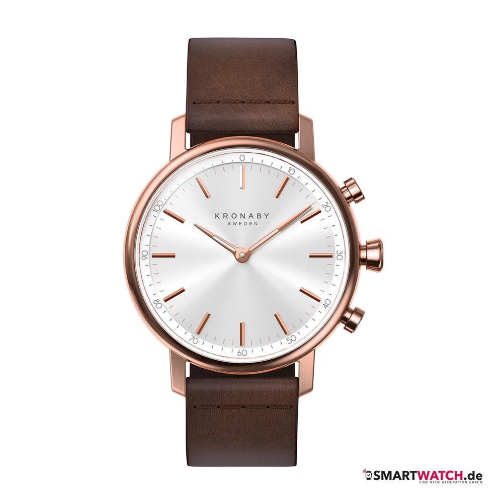 Kronaby Hybrid Smartwatch Carat, Leder - Braun/Rosegold