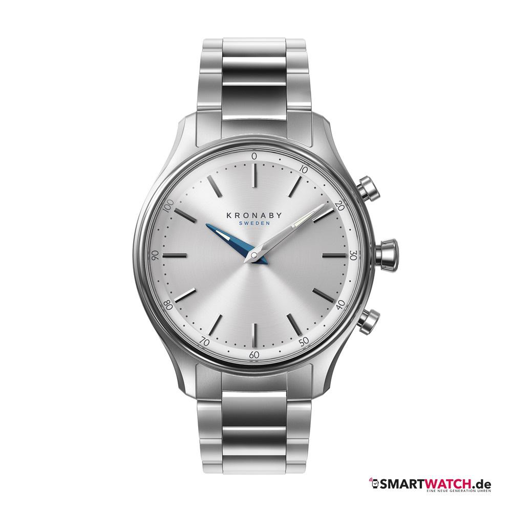 Kronaby Sekel, Gliederarmband - Silber (blauer Zeiger) - 38mm