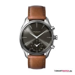 Kronaby Sekel, Leder - Braun/Silber (schwarzes Zifferblatt) - 43mm