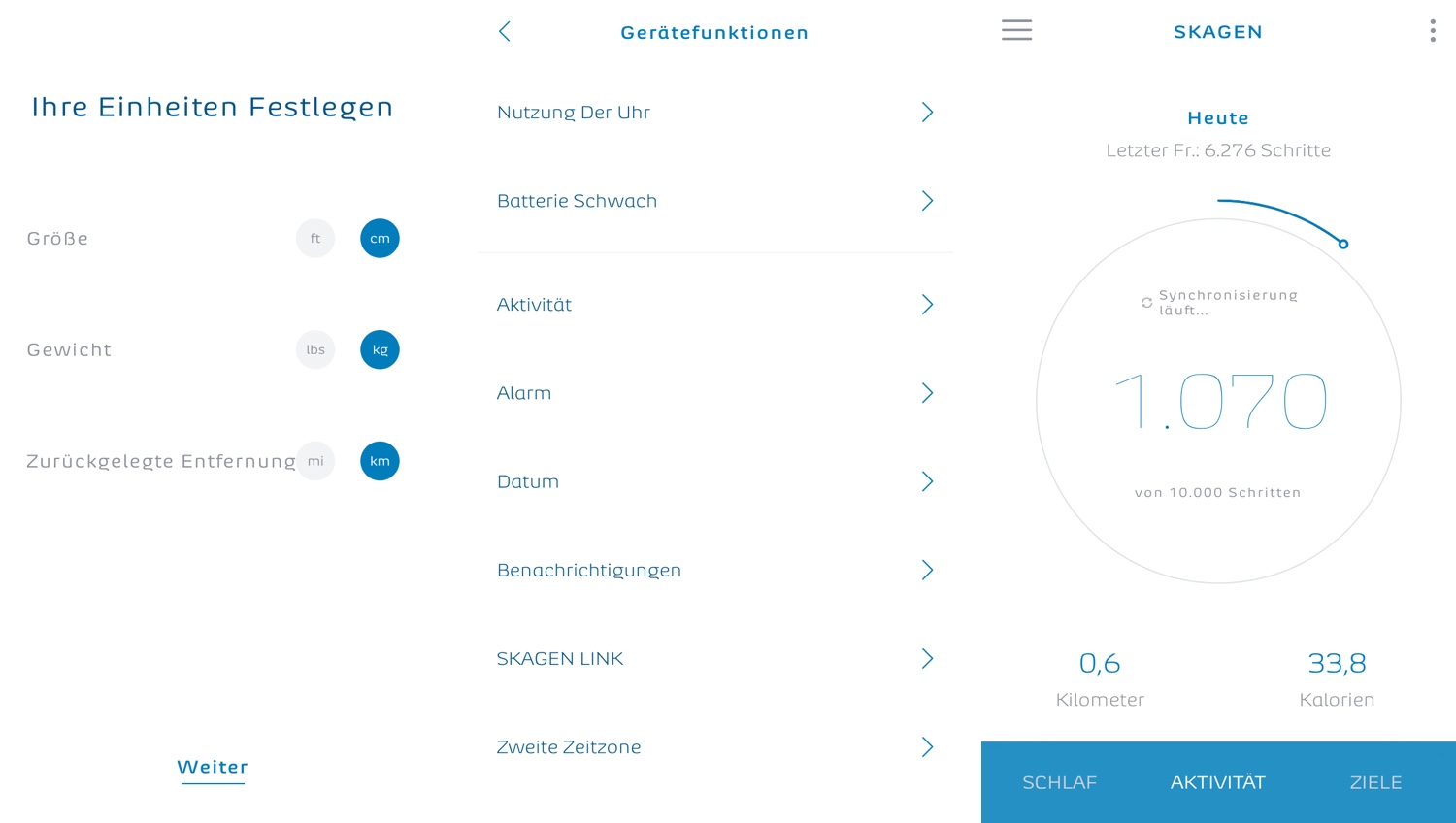 Skagen Connected Hagen_app Einheiten, Benachrichtigungen, Aktivität Skagen Connected Hagen_app Einheiten, Benachrichtigungen, Aktivität