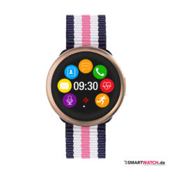 MyKronoz ZeRound 2 HR Premium,Nylon - Weiß/Blau/Pink/Rosegold