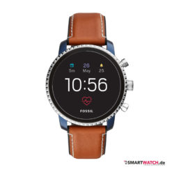Fossil Q Explorist HR, Leder - Braun/Silber/Blau