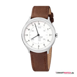 Mondaine Helvetica Regular Smartwatch, 40mm, Leder - Braun/Silber/Weiß