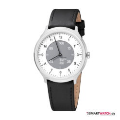 Mondaine Helvetica Regular Smartwatch, 40mm, Leder - Schwarz/Silber/Weiß/Grau