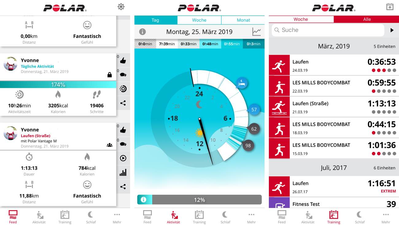 Polar Vantage M App Auswertungen