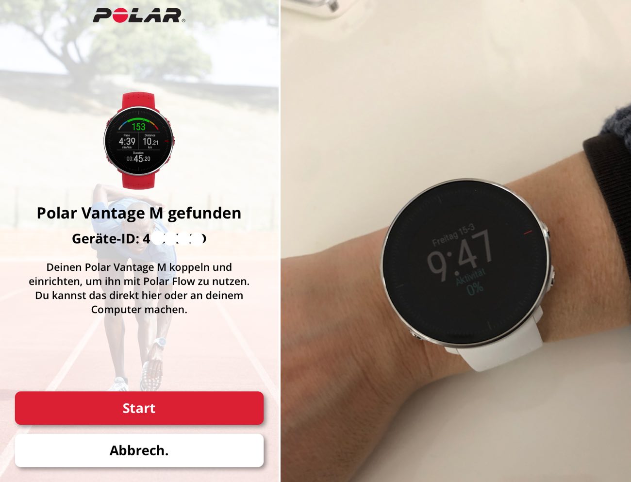 Polar Vantage M Weiß Erste Schritte