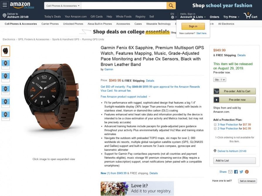 Garmin fenix 6 Leak Fitness Uhr