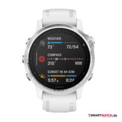 Garmin Fenix 6S Saphir = 42, Silikon - Weiß/Silber
