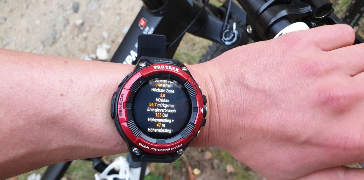 casio wsd-f21hr pro trek smartwatch test radfahren trainingsauswertung