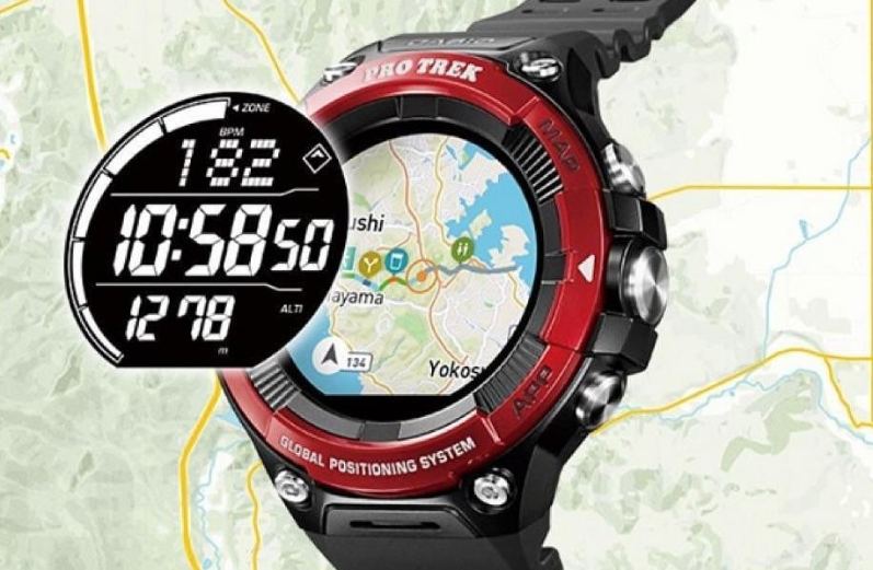 Dual-Layer-Display der Casio WSD-F21HR Smartwatch Dual-Layer-Display der Casio WSD-F21HR Smartwatch