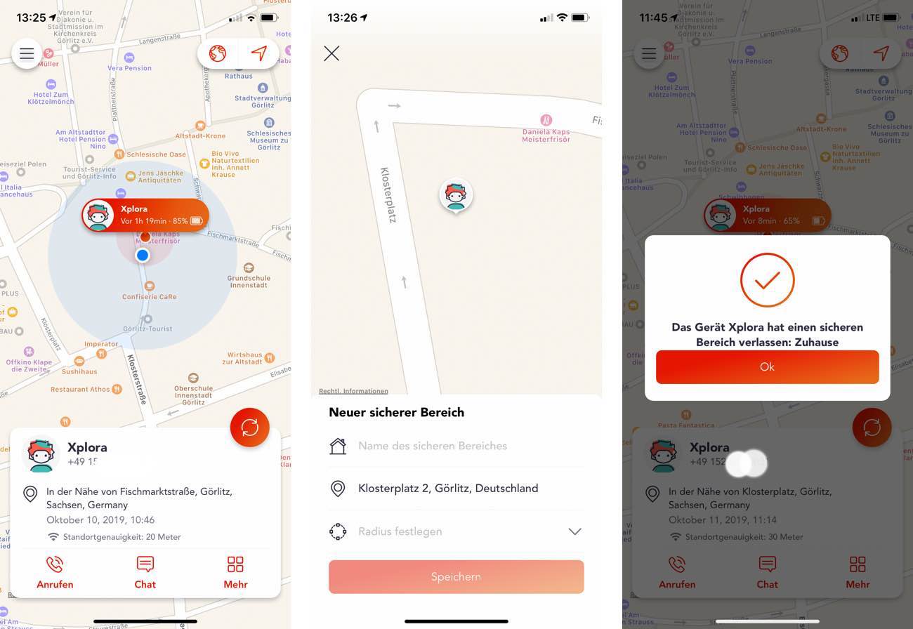 XPLORA GO App Karte, Sicherer Bereich XPLORA GO App Karte, Sicherer Bereich