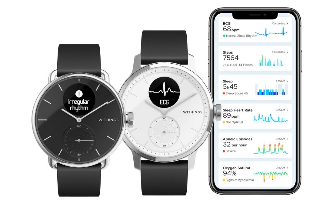 withings scanwatch smartwatch mit smartphone app