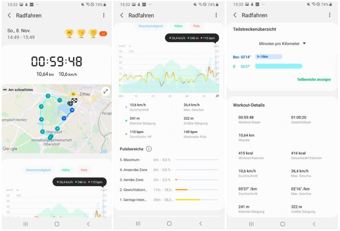 samsung galaxy watch active 2 smartwatch test auswertung radfahren