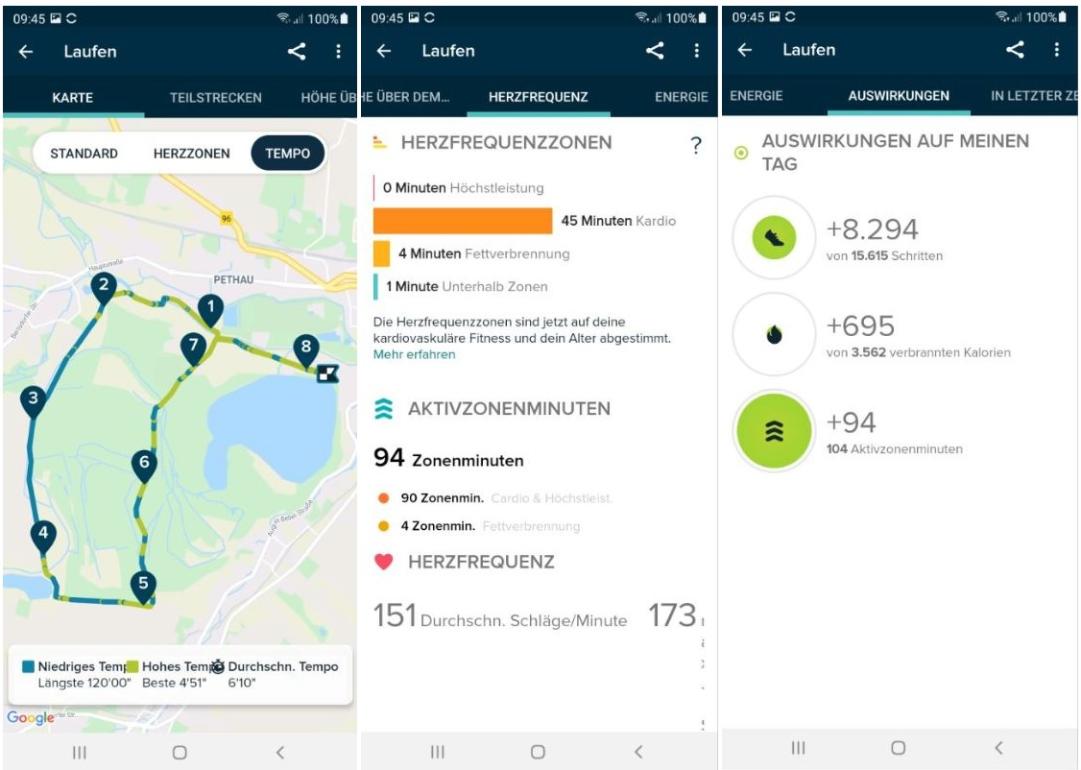 fitbit sense smartwatch test trainingsauswertung