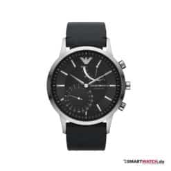 emporio armani connected smartwatch schwarz silber lederarmband