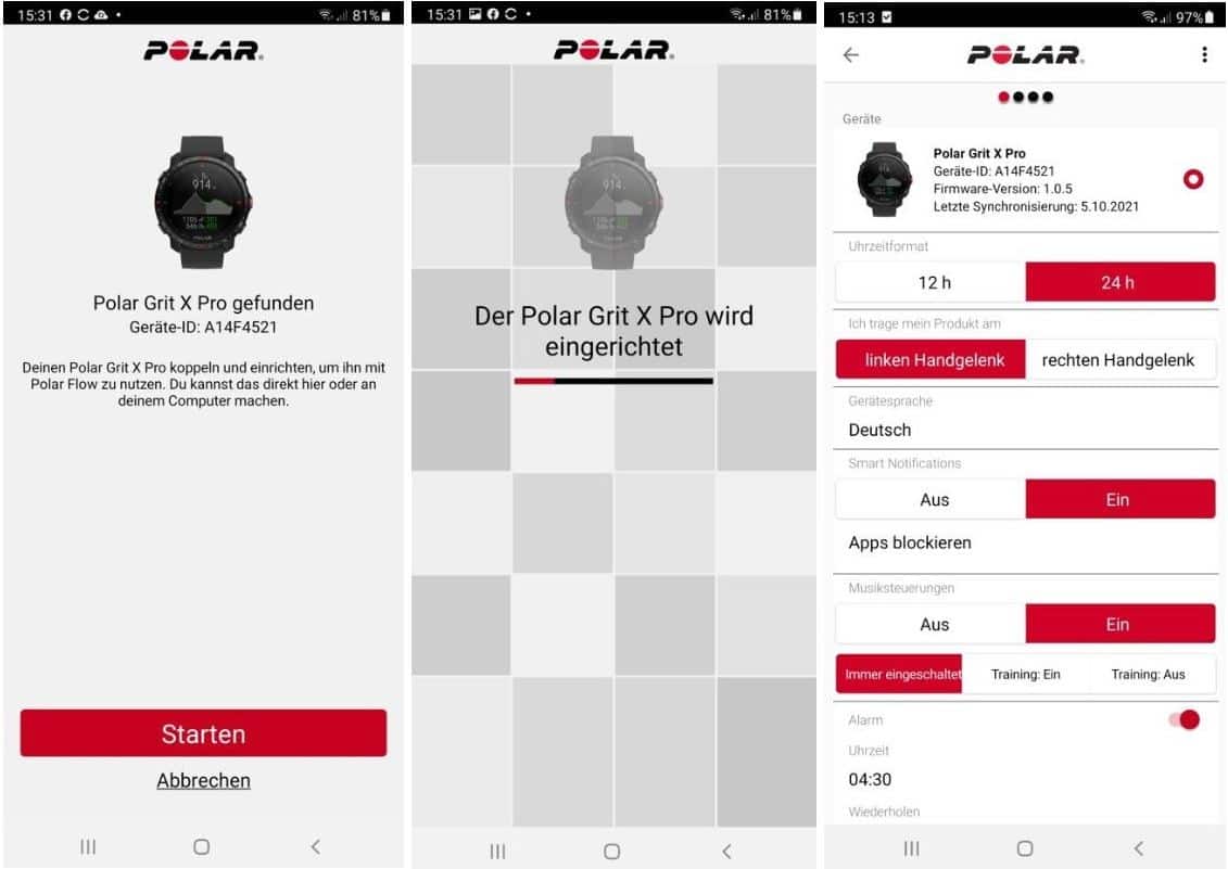 polar grit x pro fitness uhr app einrichtung testbericht