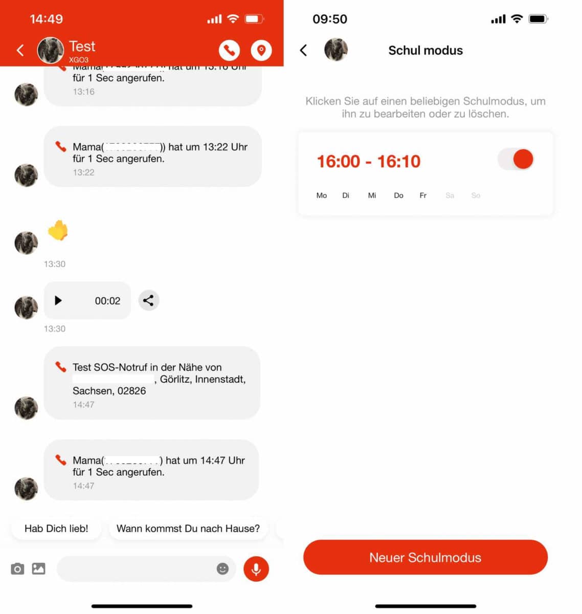 Xplora App Chat und Schulmodus Xplora App Chat und Schulmodus